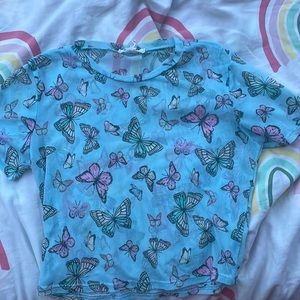 Purple, pink, yellow butterflies